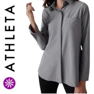 Athleta “Urbanite” Dusk Violet Button Down Shirt, SMALL